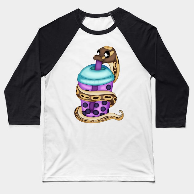 Bubble Tea Snake Baseball T-Shirt by CaptainShivers